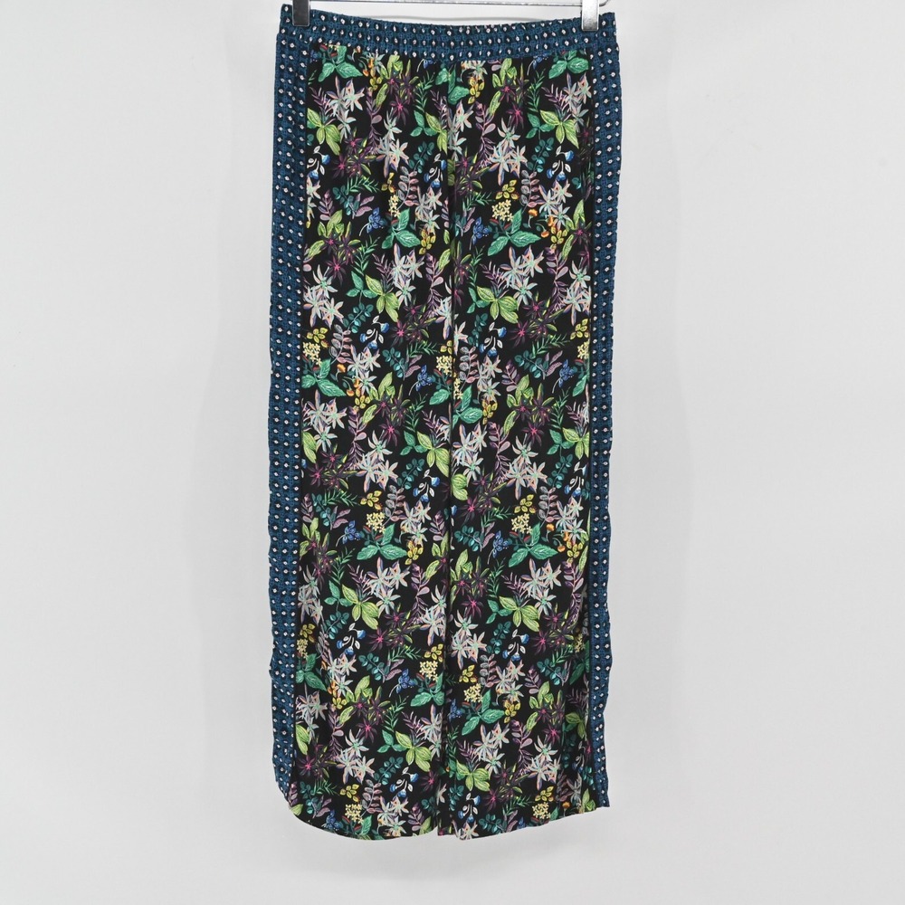 Anthropologie Ett Twa Floral Wide Leg Pants Womens Size‎ XS Black Tropical Boho